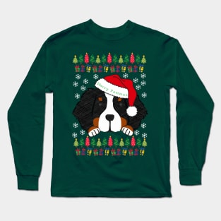 Ugly Christmas Sweater Bernese Mt Dog Santa Long Sleeve T-Shirt